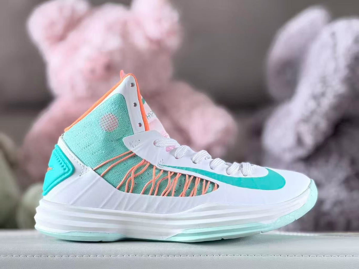 Nike Hyperdunk Kids High-Top Basketball Shoes, Mint and Coral
