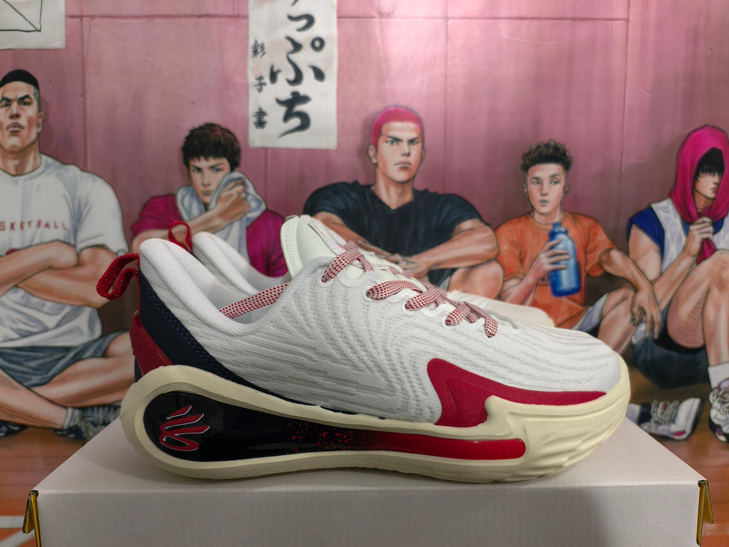 White and Red Basketball Sneakers