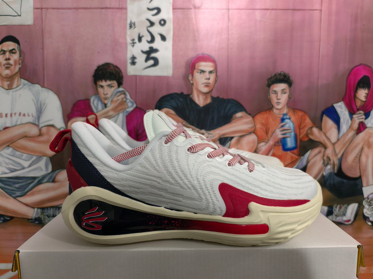 White and Red Basketball Sneakers