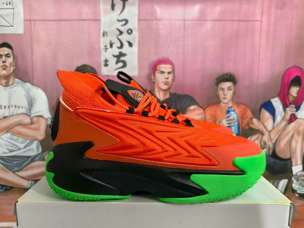Orange and Green Basketball Sneakers