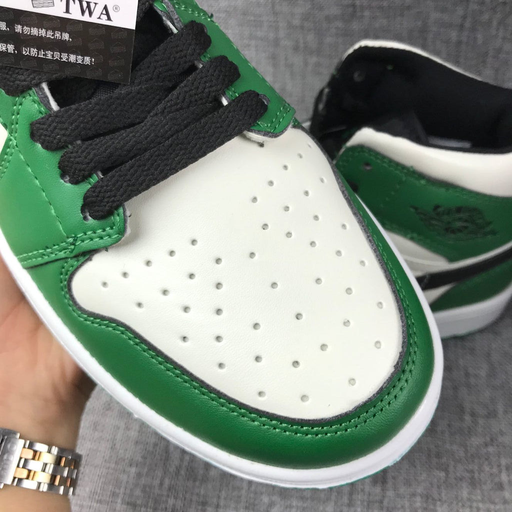 Jordan 1 Mid White Green Black Sneakers 852542-301