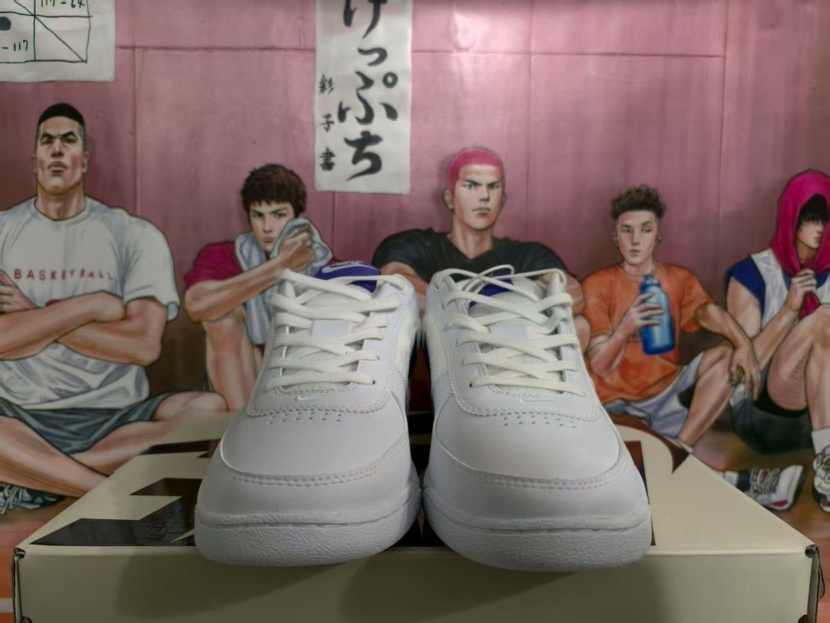 Nike White and Purple Low-Top Sneakers