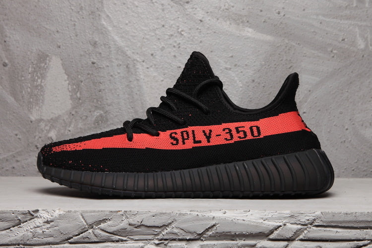 Yeezy 350 V2 SPLV-350 Black and Red Sneakers