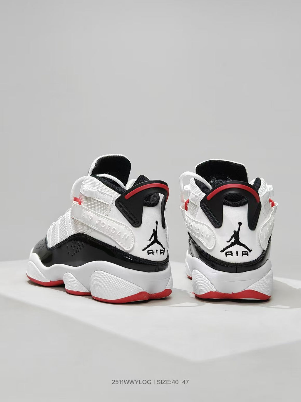 Jordan 6–7 White Black Red High-Top Sneakers