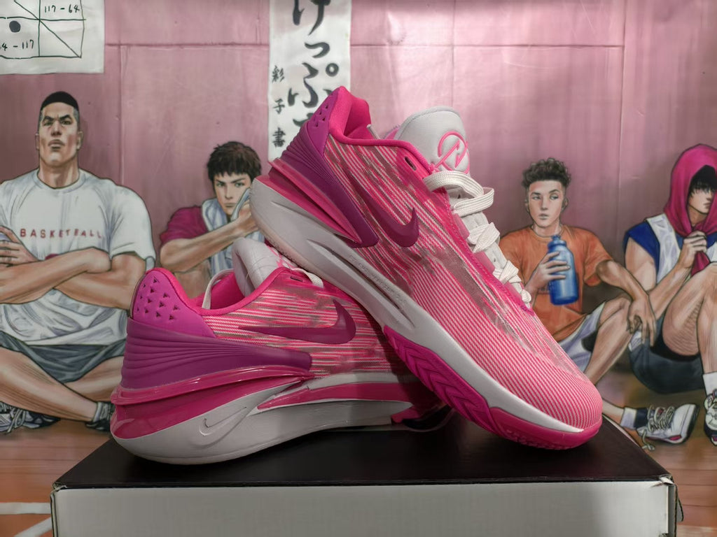 Nike Basketball Sneakers Pink and White Breast Cancer Style