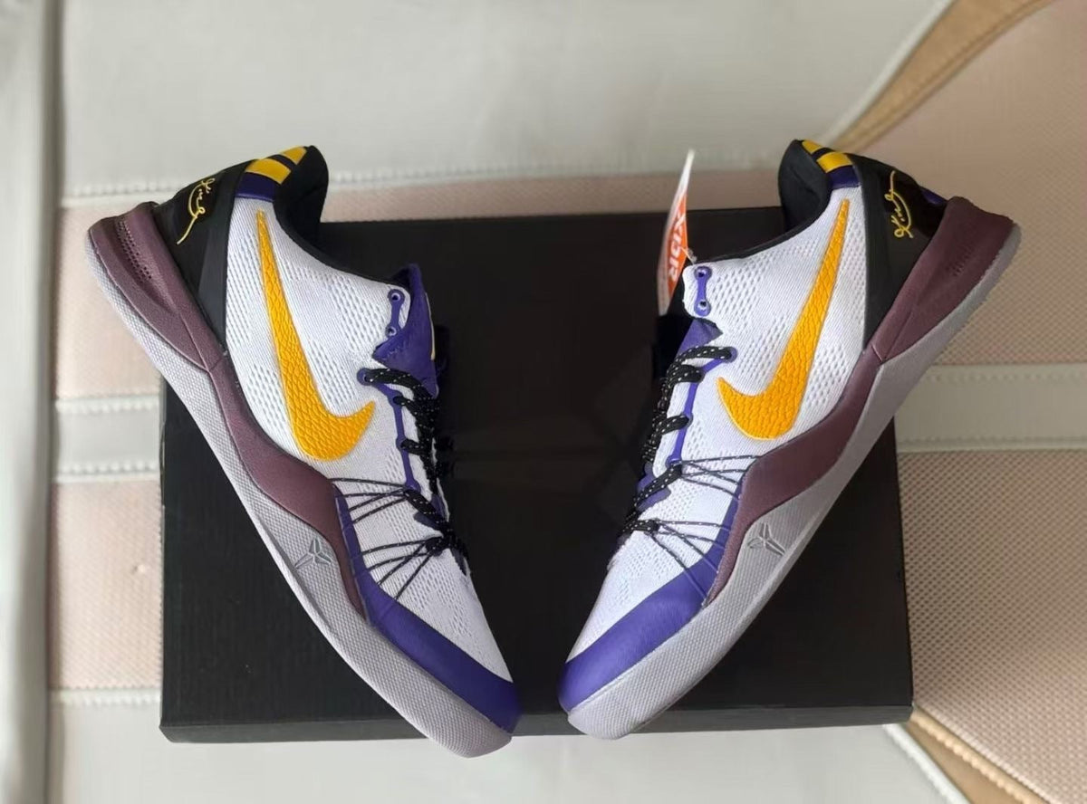 Nike Kobe 8 Elite Basketball Shoes, Lakers White Purple Gold