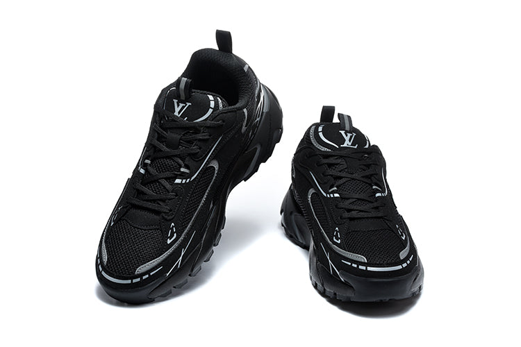 Louis Vuitton Black and Silver Graphic Low-Top Sneakers