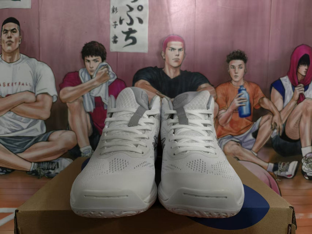 ASICS Basketball Shoes in White and Silver