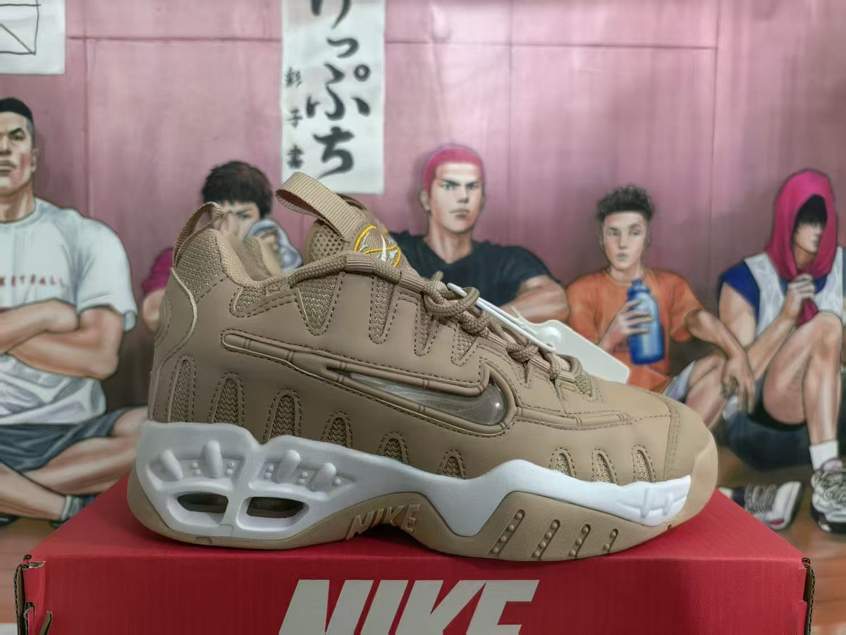 Nike Air More Uptempo Low Sneakers in Brown and White