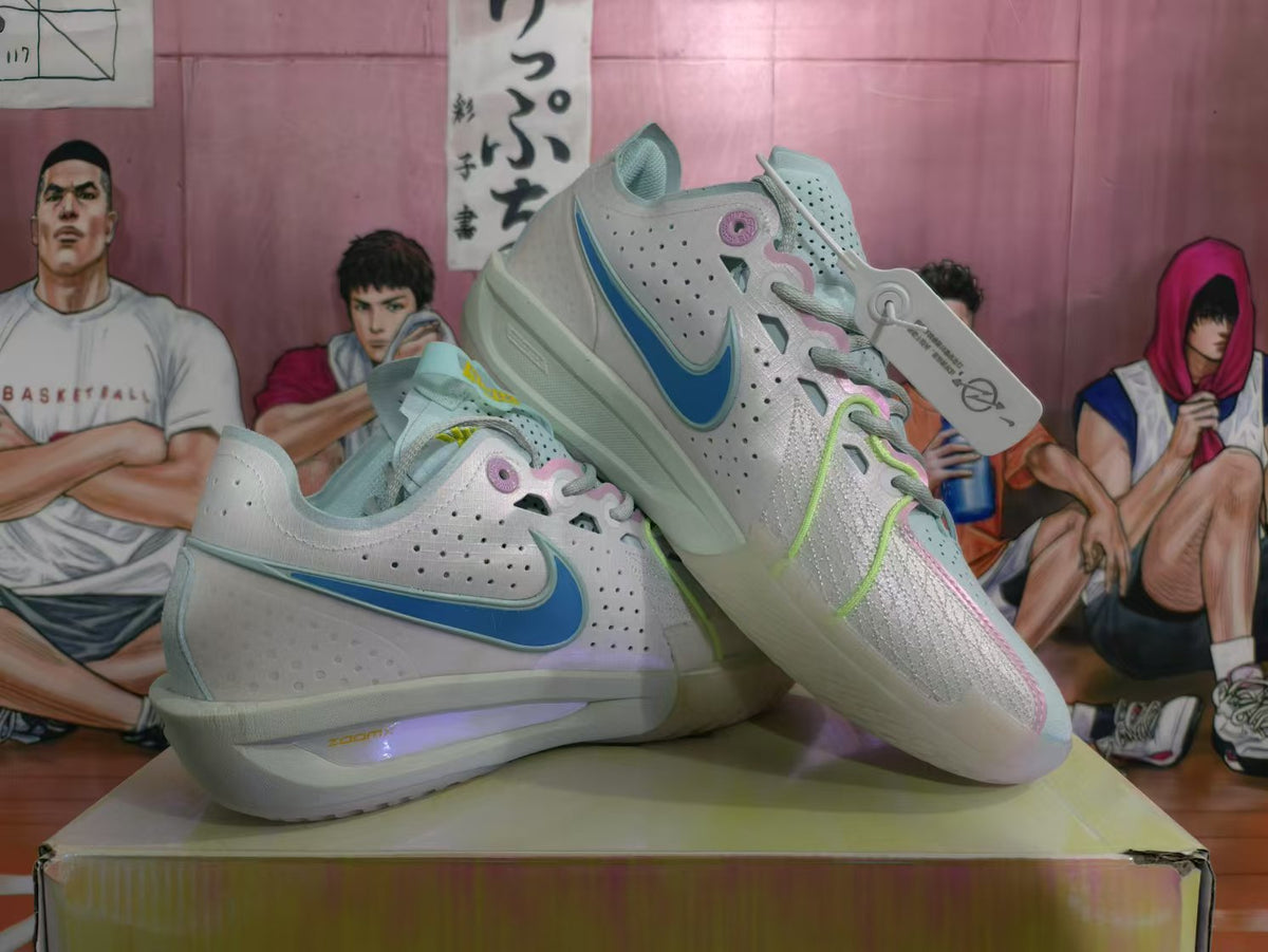 Nike White and Blue Low-Top Sneakers