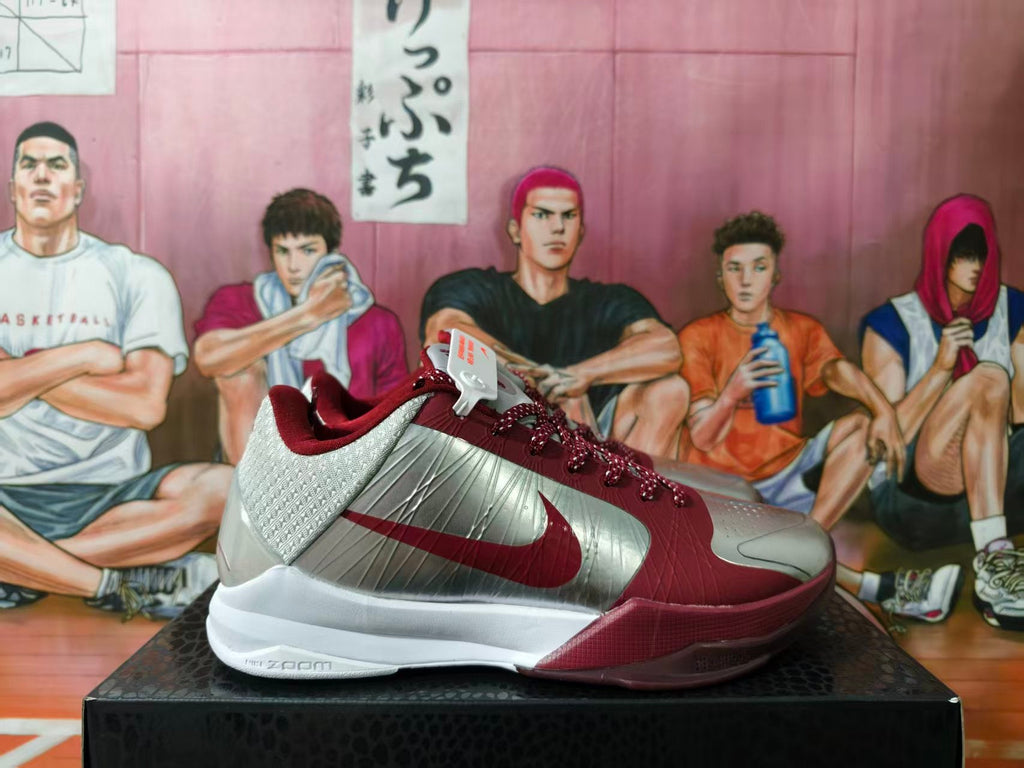 Nike Kobe 5 Basketball Shoes Burgundy Silver