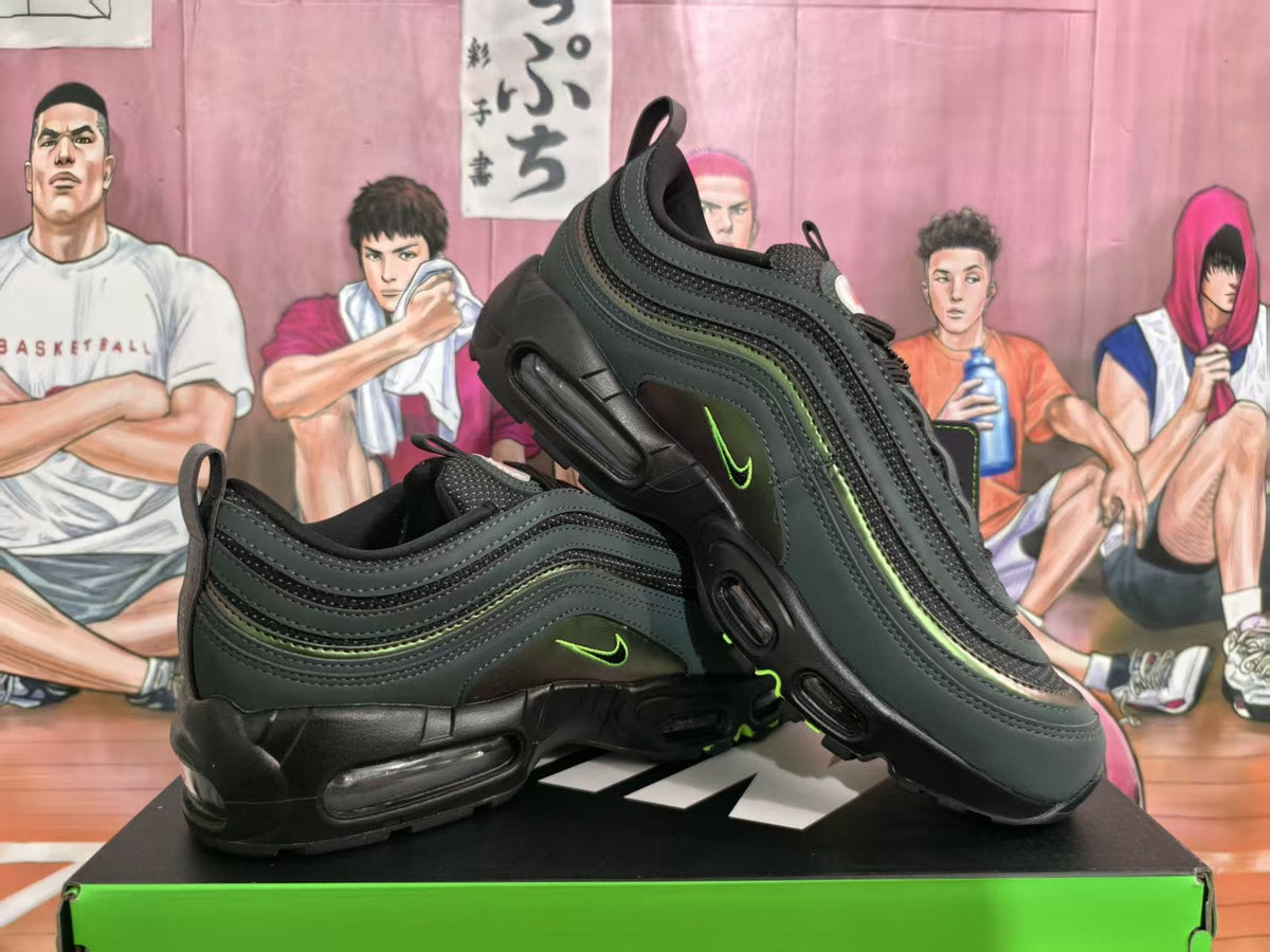 Nike Black and Green Layered Sneakers