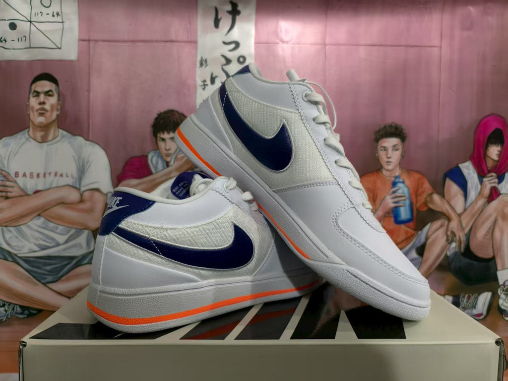 Nike White and Purple Low-Top Sneakers