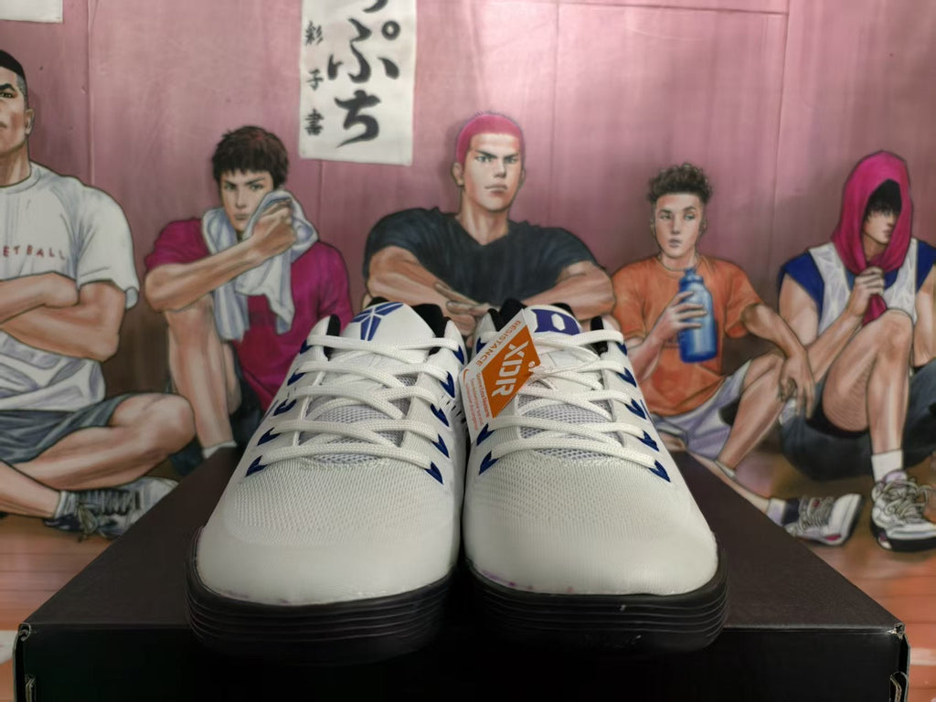 Nike White and Blue Basketball Sneakers
