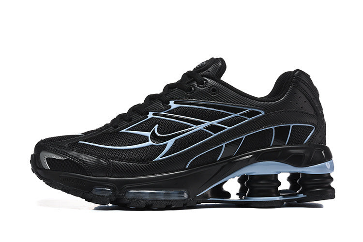 Nike Shox R4 Black and Light Blue Sneakers