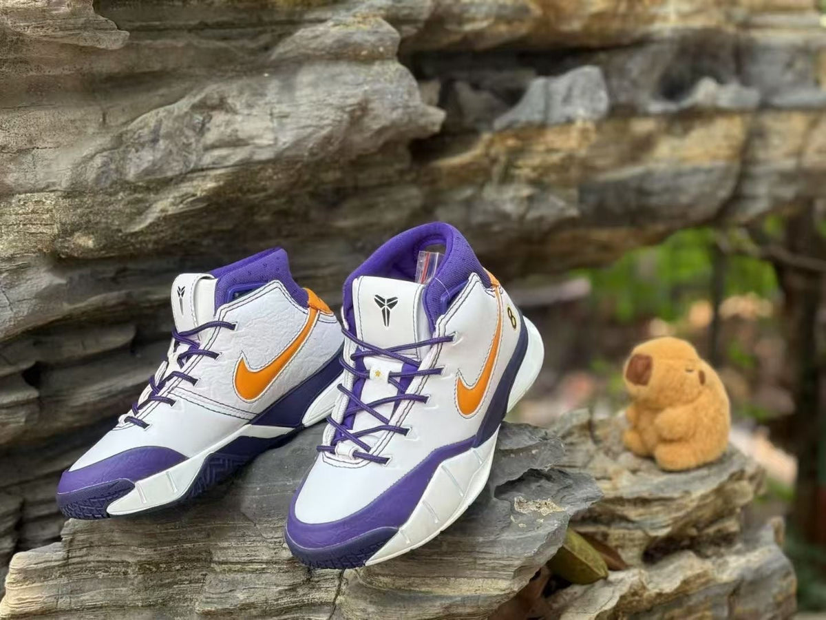 Nike Kobe 1 Kids' Basketball Shoes White Purple Orange