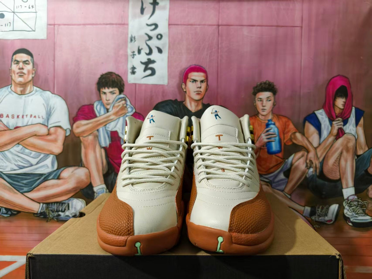 Jordan 12 Retro Sneakers in Cream and Brown