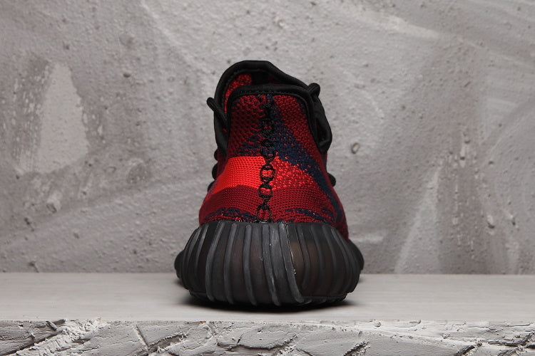 Yeezy 350 V2 Red Black Knit Sneakers