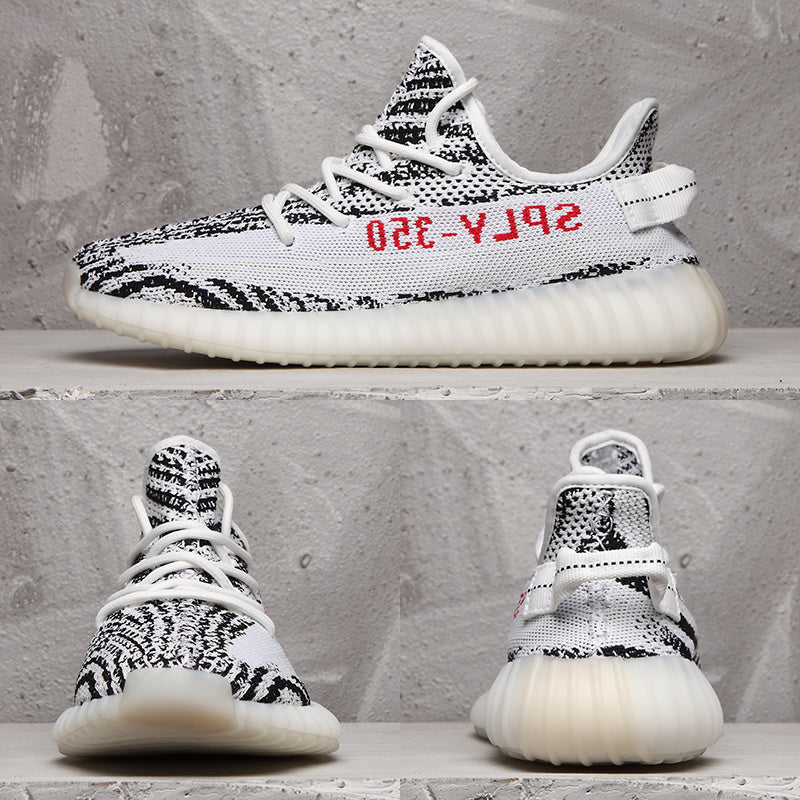 Yeezy 350 V2 Black White Pattern Sneakers