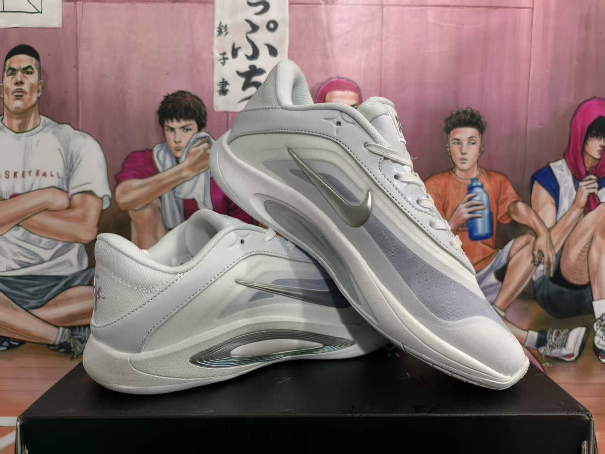 Nike White Basketball Sneakers with Silver Swoosh
