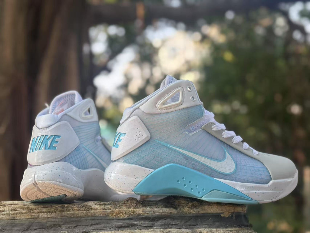 Nike HD2008 High-Top Basketball Sneakers White Light Blue