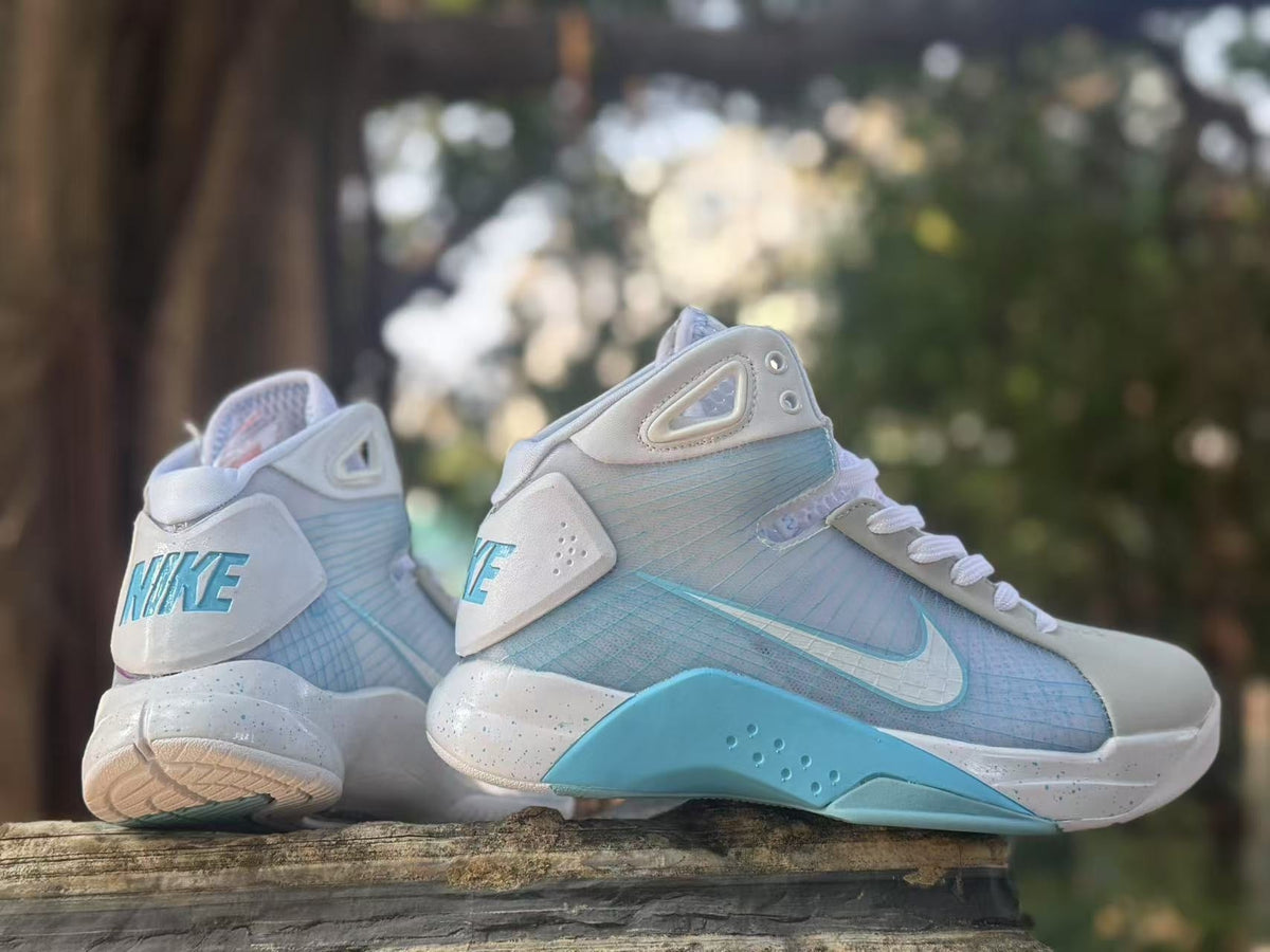 Nike HD2008 High-Top Basketball Sneakers White Light Blue