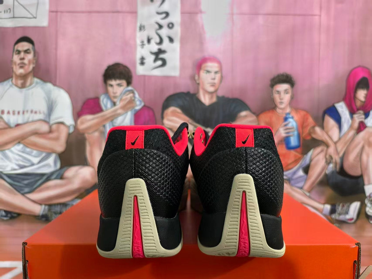 Nike Basketball Shoes, Black and Light Bone with Red Accents