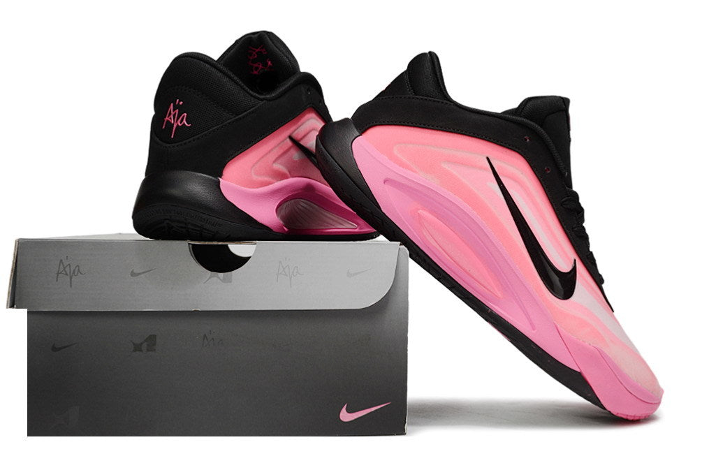 Nike A'ja Wilson 1 Basketball Shoes Black Pink and White Silver