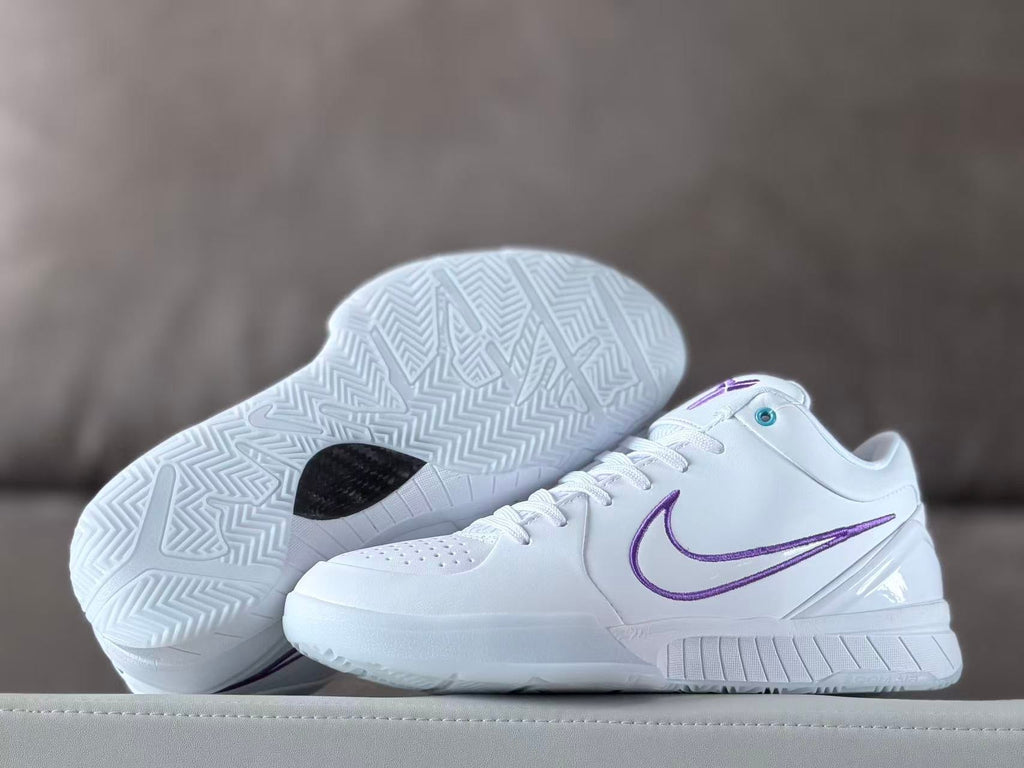 Nike Kobe 4 Low Basketball Shoes White Purple Charlotte