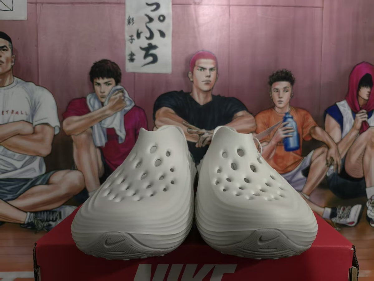 Nike White Perforated Slip-On Clogs
