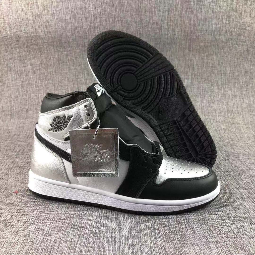 Jordan Air Jordan 1 Silver Toe High-Top Sneakers Black Silver