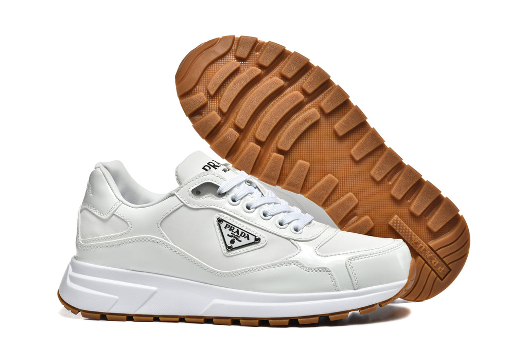 Prada Logo Low-Top Sneakers in White