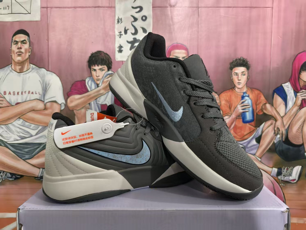 Nike Gray Basketball Sneakers with Blue Swoosh