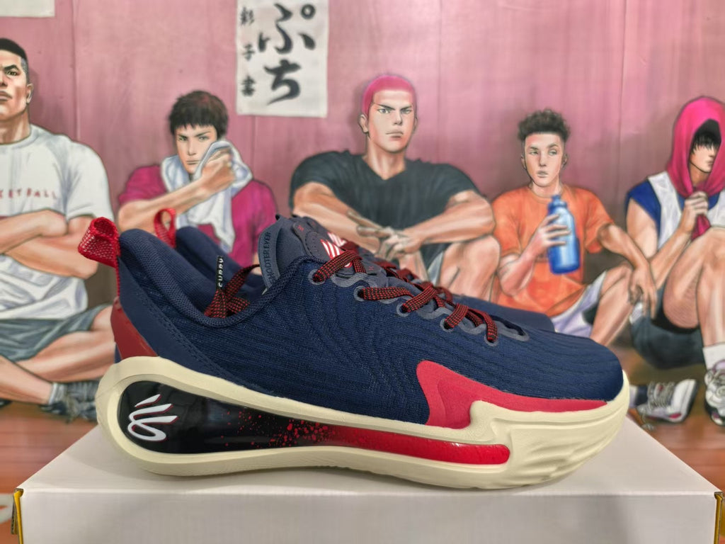 Blue and Red Basketball Sneakers