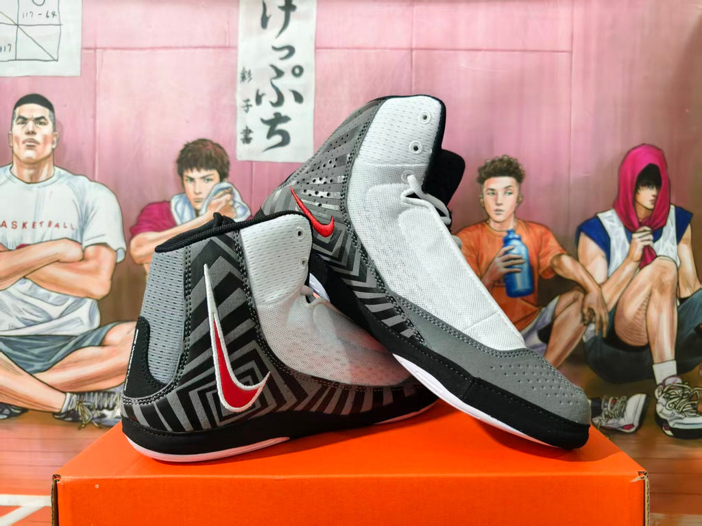 Nike Wrestling Shoes Gray Black Red