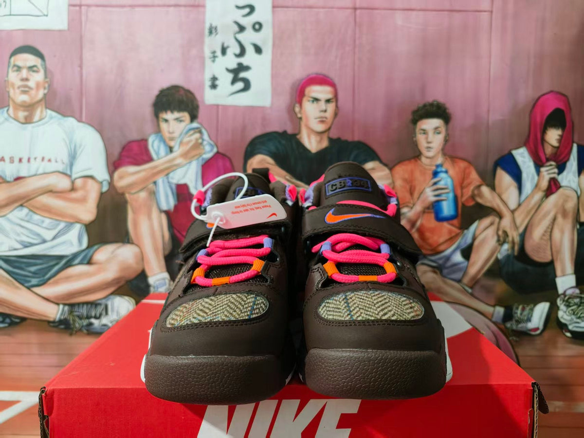 Nike Brown Basketball Sneakers with Pink Accents
