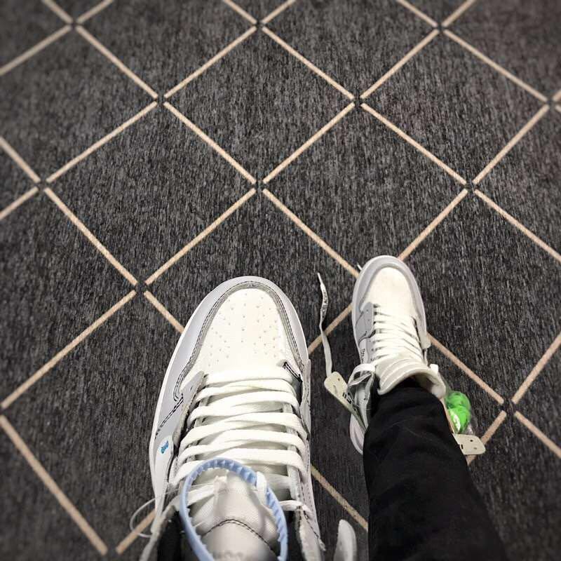 Air Jordan 1 High Grey White Off-White Style Sneakers