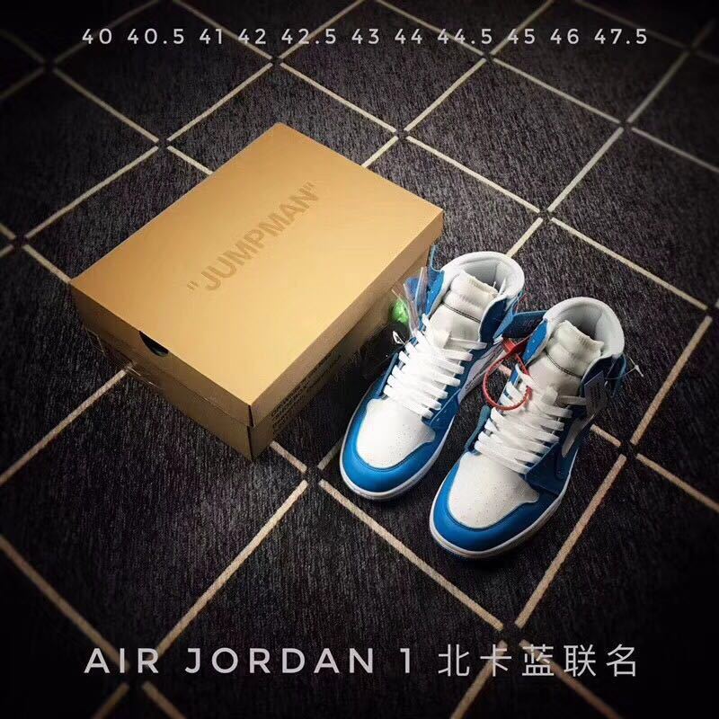 Jordan Air Jordan 1 Blue and White High-Top Sneakers