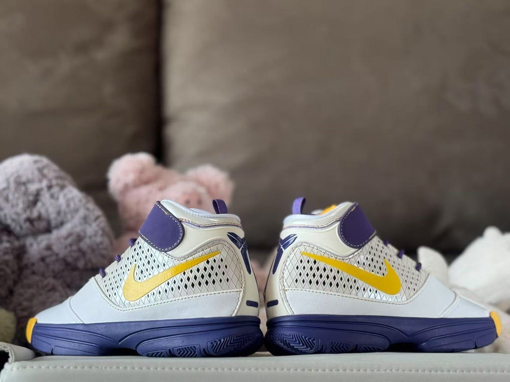 Nike Kobe 2 Kids Basketball Sneakers White Purple Yellow