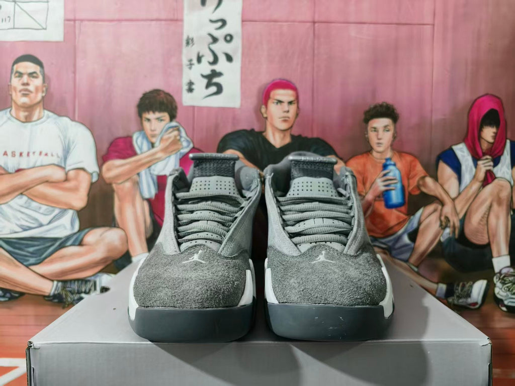 Jordan Gray and White High-Top Sneakers