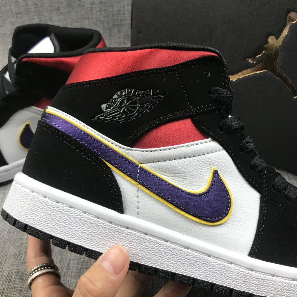 Jordan 1 Mid Satin Lakers Top 3 Sneakers 852542-005