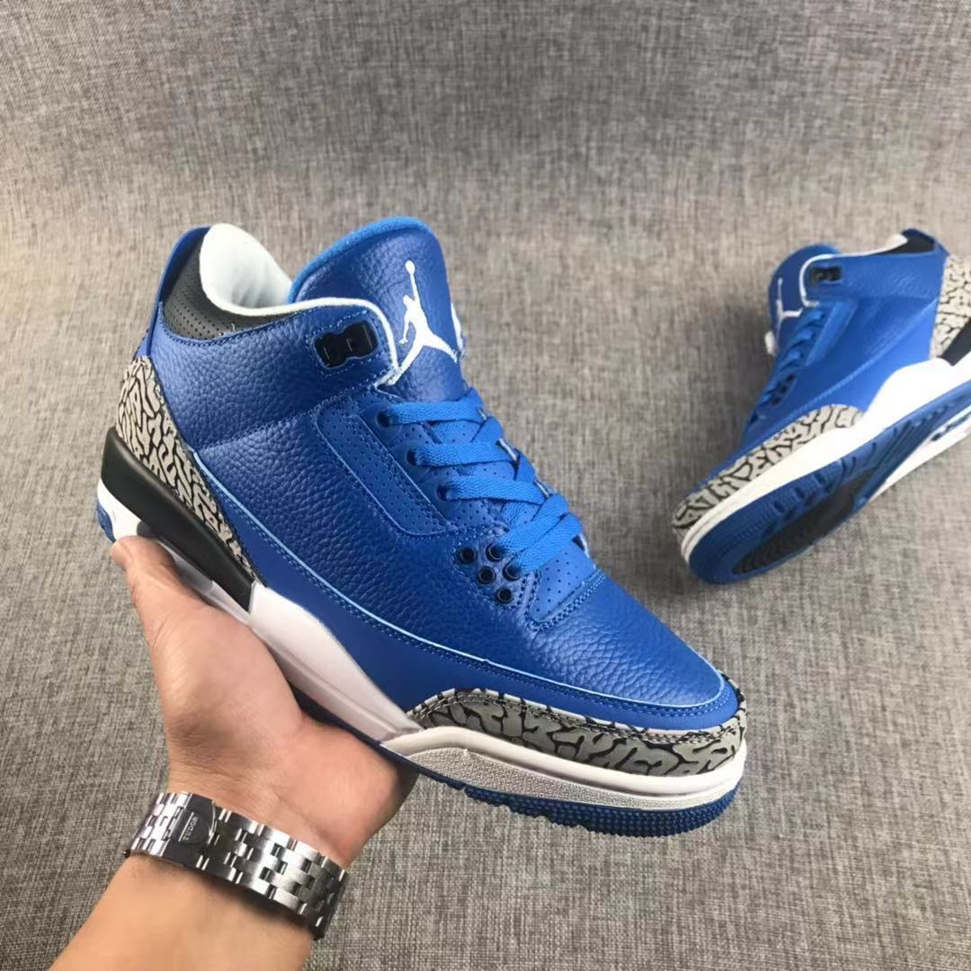 Jordan Air Jordan 3 Blue Sneakers with Elephant Print