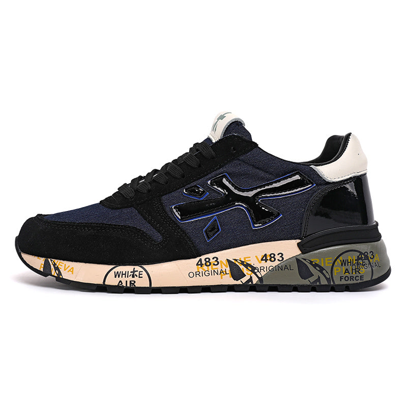 New Balance Navy and Black Graphic Low-Top Sneakers