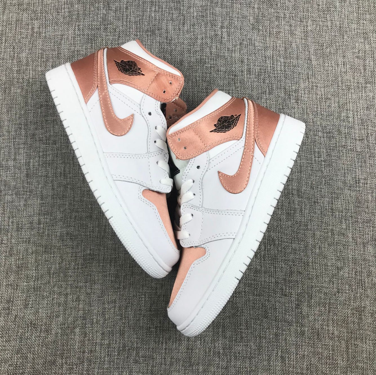 Air Jordan 1 Mid Rose Gold White Sneakers 555112-190