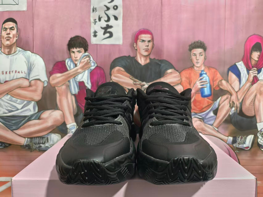 Black Basketball Sneakers with Sculpted Sole