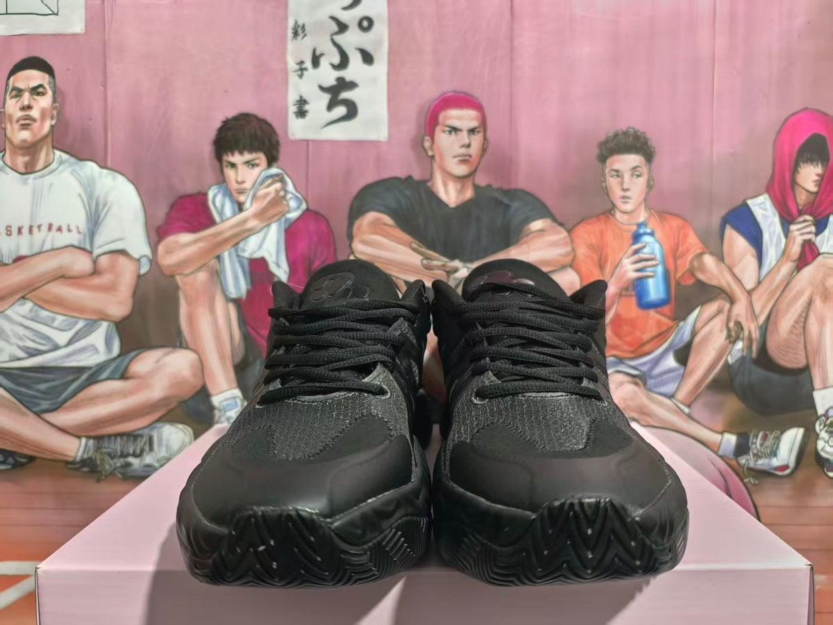 Black Basketball Sneakers with Sculpted Sole