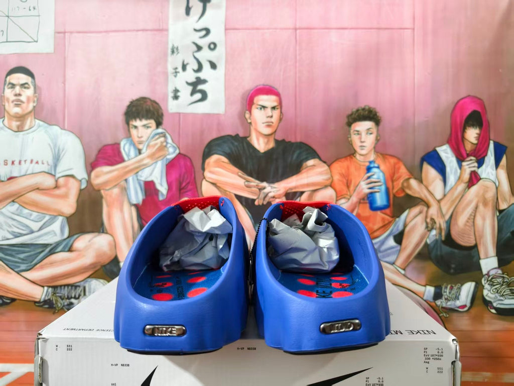 Nike Blue and Red Slide Sandals