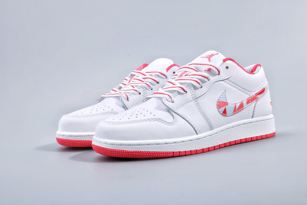 Jordan 1 Low Women's White Pink Red Sneakers