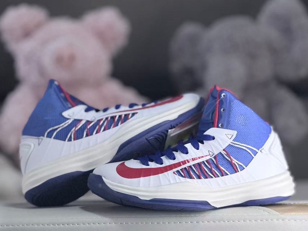 Nike HD2012 Kids High-Top Basketball Shoes White Blue Red