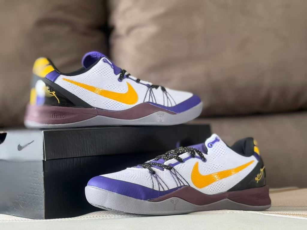 Nike Kobe 8 Elite Basketball Shoes, Lakers White Purple Gold